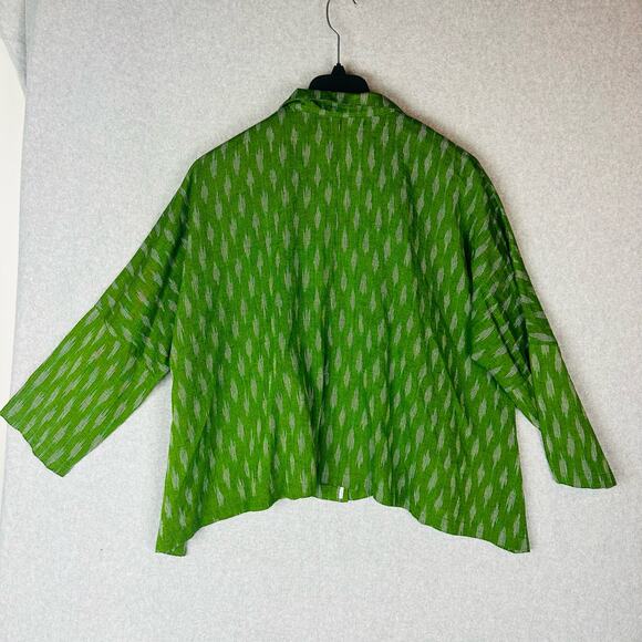 M Square by Neetu Malik Womans Sz 3 Blouse Green Top Art Lagenlook Cotton - Picture 7 of 11